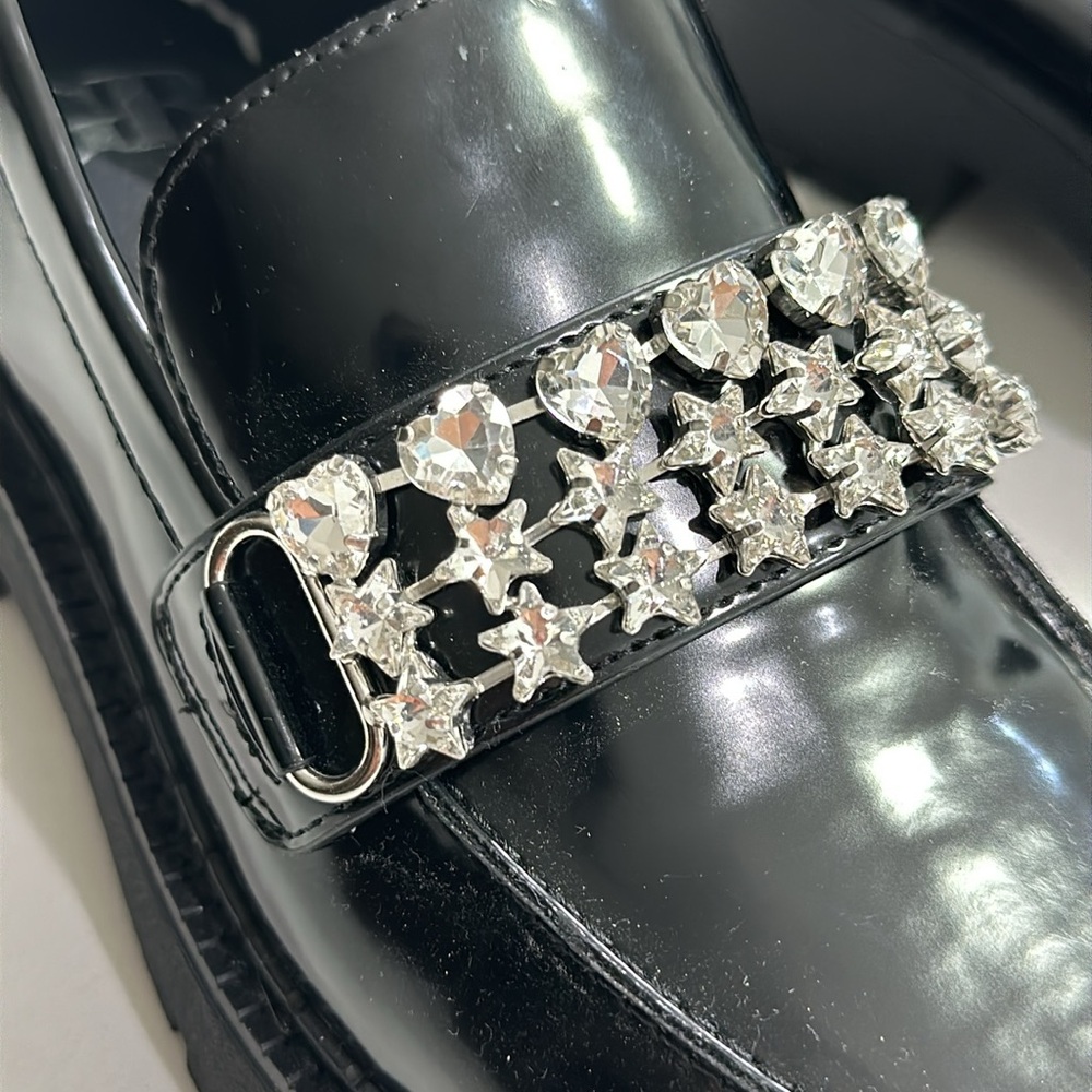 GB Rhinestone Strap Shiny Loafers - Picture 3 of 12